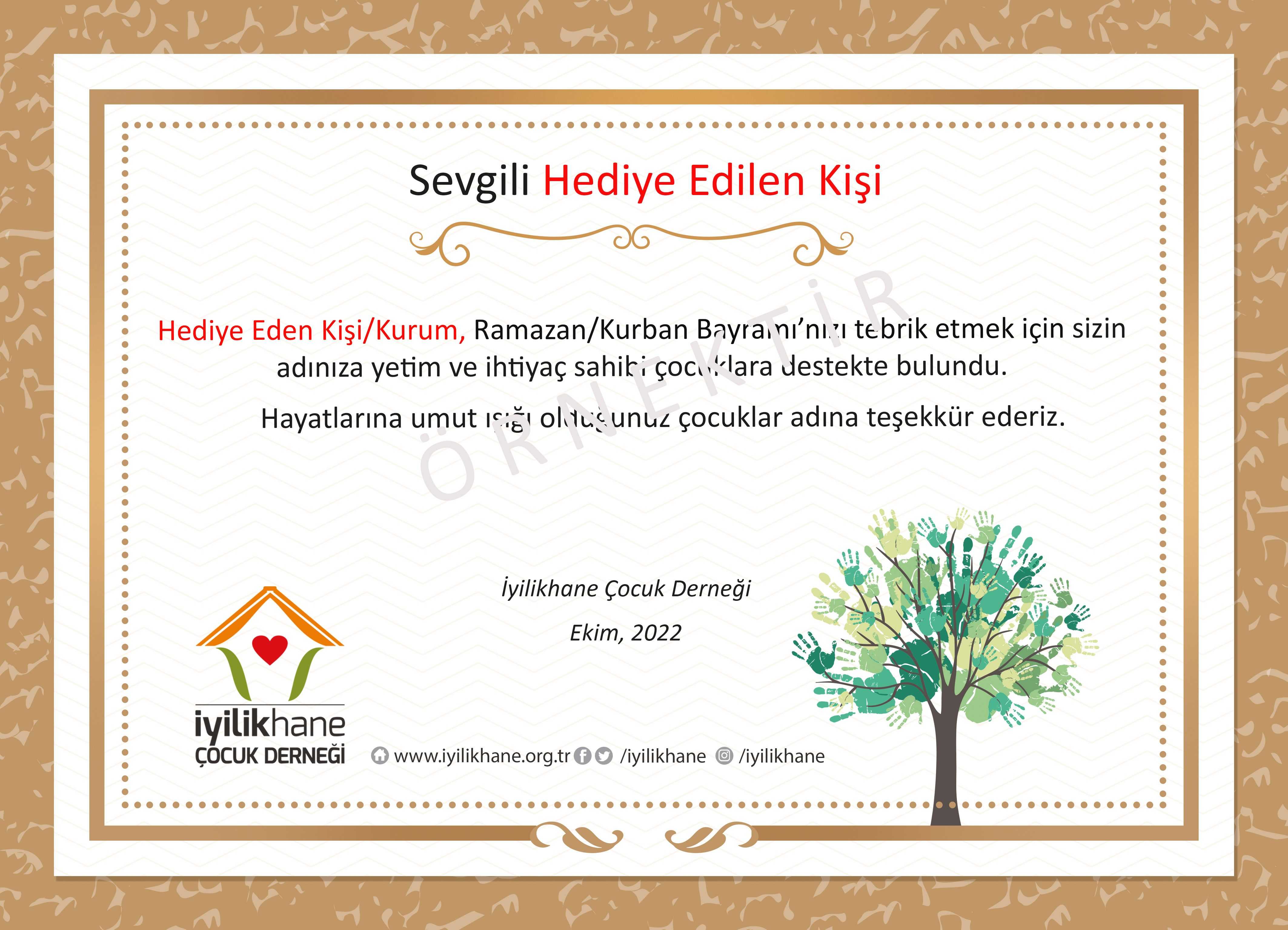 Bayram Tebrik Kartı - İyilikhane