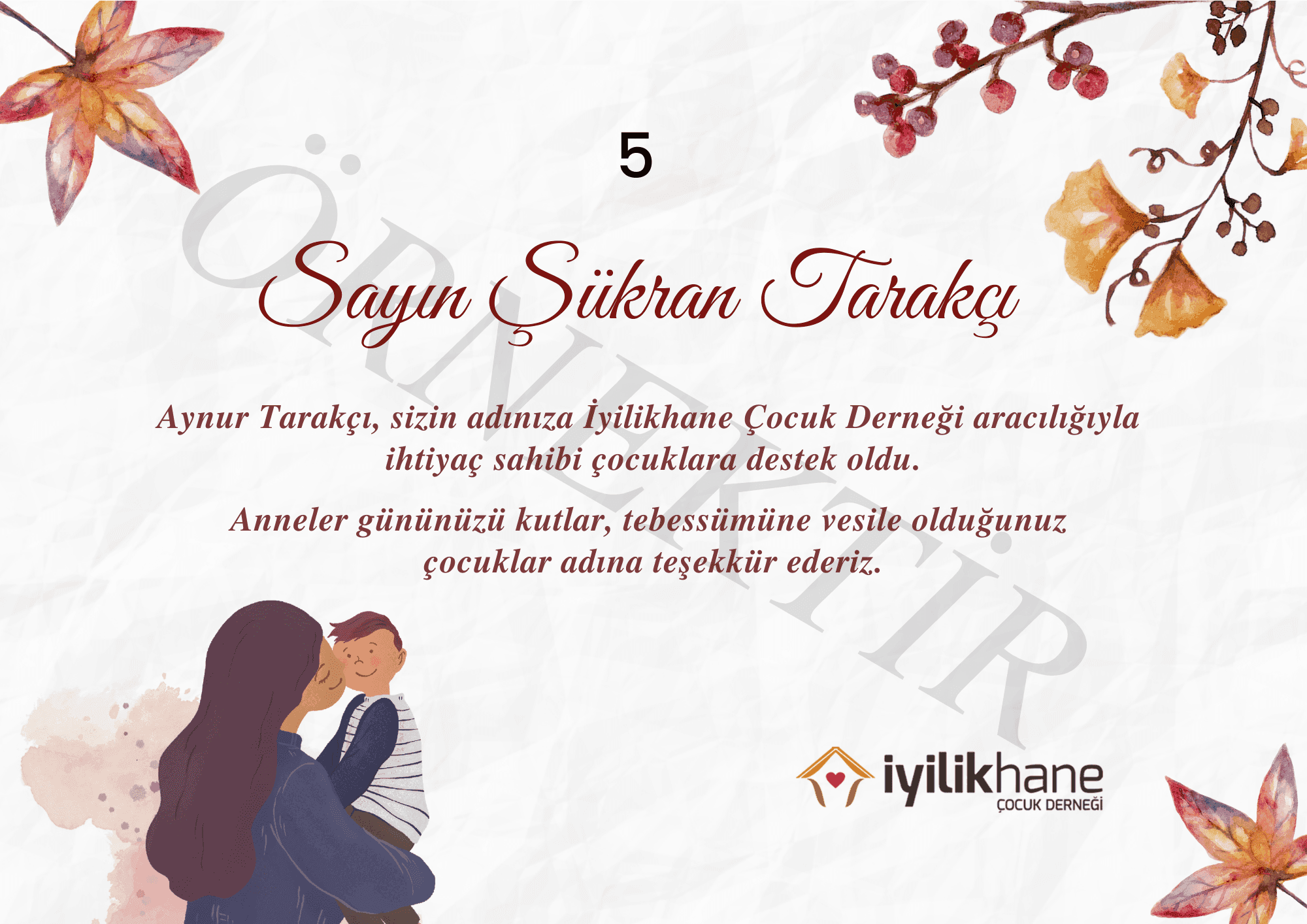 Anneler Günü Tebrik Kartı - İyilikhane